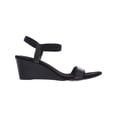 thumbnail image 4 of ALFANI Womens Black Textured Trim Cushioned Gillee Round Toe Wedge Slip On Sandals 7 M, 4 of 5