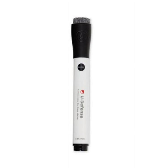 U Brands UBR3284U0012 U-Defense Antimicrobial Dry-Erase Markers, Black - 12 per Pack