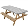 thumbnail image 2 of Lann's Linens 72'' x 30'' Fitted Vinyl Tablecloth w/ Flannel Backing, Gray Moroccan, 2 of 7