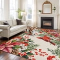 thumbnail image 3 of Cardinal Bird Area Rug 5x7 Washable Rug Non Slip Pine Cones Poinsettia Berry Floral Beige Large Area Rug Soft Stainresistant Indoor Floor Carpet for Living Room Bedroom Home Office Dining Room, 3 of 8