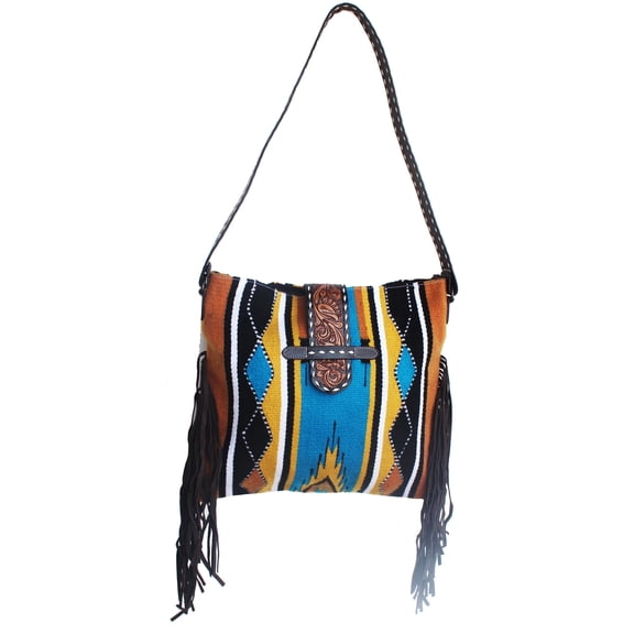 Women's Handwoven Wool Rodeo Cowgirl Shoulder Bag Purse Yellow 27FK23