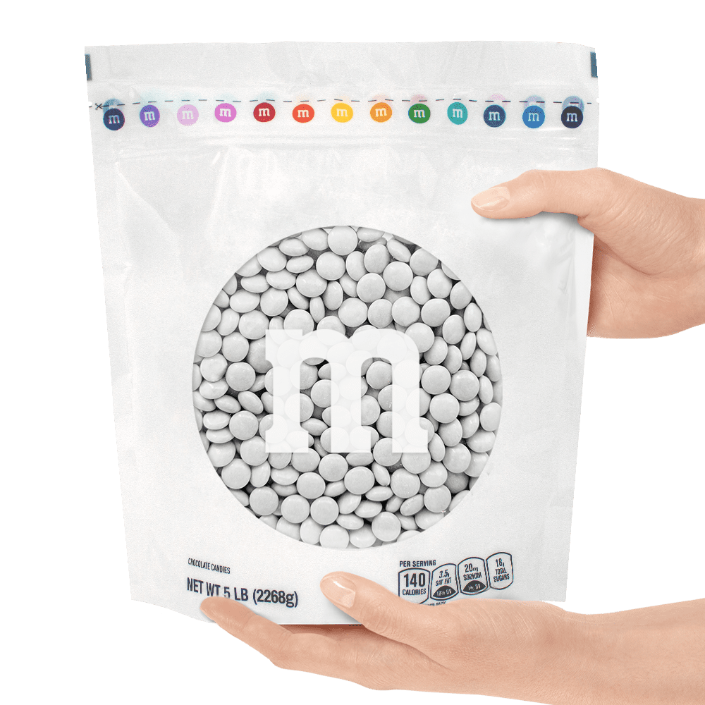M&M'S World White Milk Chocolate Candy 5lb Bag for Celebrations and Party Favors