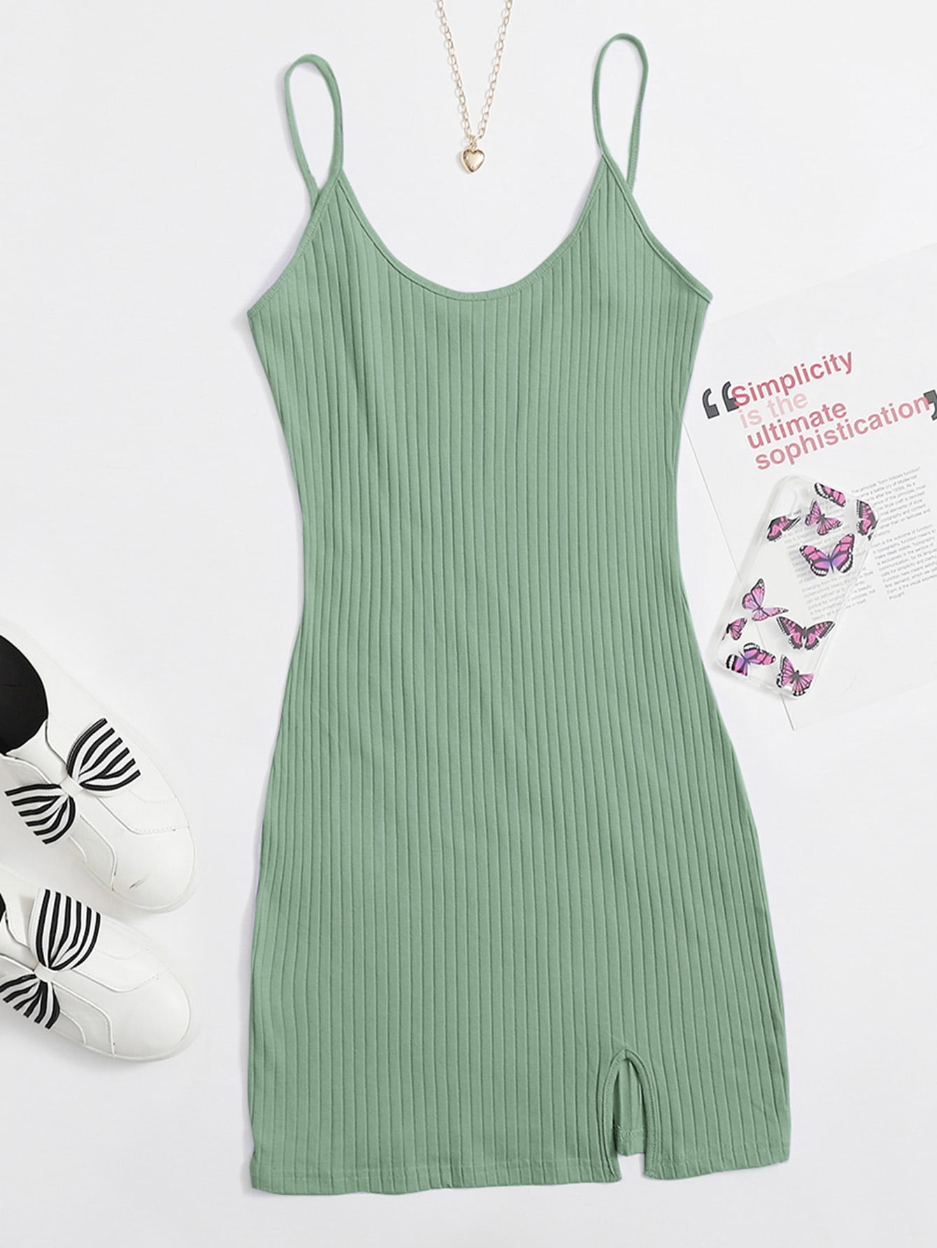 Women's Split Hem Rib Knit Bodycon 