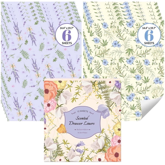 LA BELLEFÉE 12-Sheet Foldable Drawer Paper - Linen   Lavender | Natural Fragrance Clothing Care Liners for Wardrobe Drawers