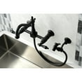 thumbnail image 2 of Kingston Brass KS1260ALBS Heritage Double-Handle Wall-Mount Bridge Kitchen Faucet with Brass Sprayer, Matte Black, 2 of 7