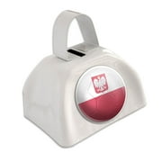 Poland with Coat of Arms Flag Soccer Ball Futbol Football White Cowbell Cow Bell