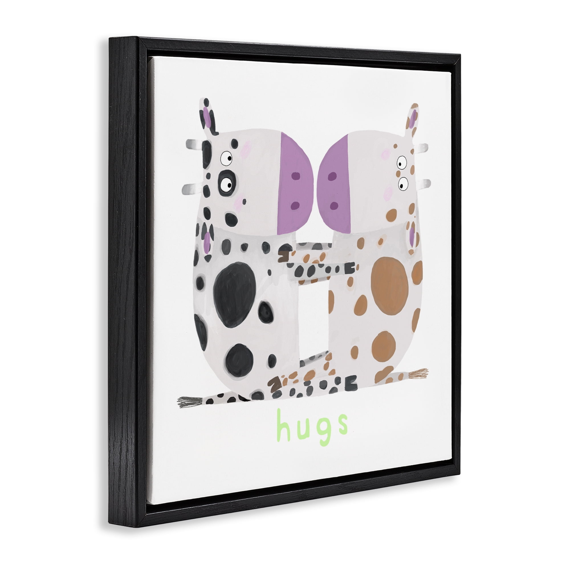 Stupell Industries Cow Hugs Symmetry Black Framed Floater Canvas Wall Art, design by Carla Daly