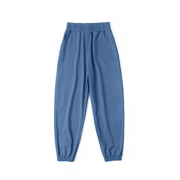 HOMADLES Teen Boys Jogger Pants with Pockets Sports Elastic Waist Hiking Workout Loose Casual Jogger Pants Blue 9 T