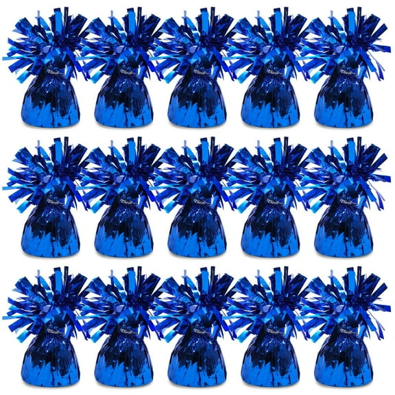 Pack of 15 Blue Balloon Weights for Table Centerpieces, Birthday Party Decorations (6 oz, 4.5 In)