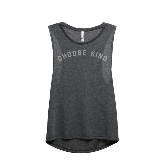 Choose Kind Women's Fashion Sleeveless Muscle Tank Top Tee Charcoal Grey Small