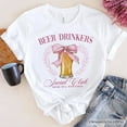 thumbnail image 6 of Beer Drinkers Social Club T-Shirt, Coquette Pink Bow Tee for Girly Summer Bachelorette Vibes, 6 of 6