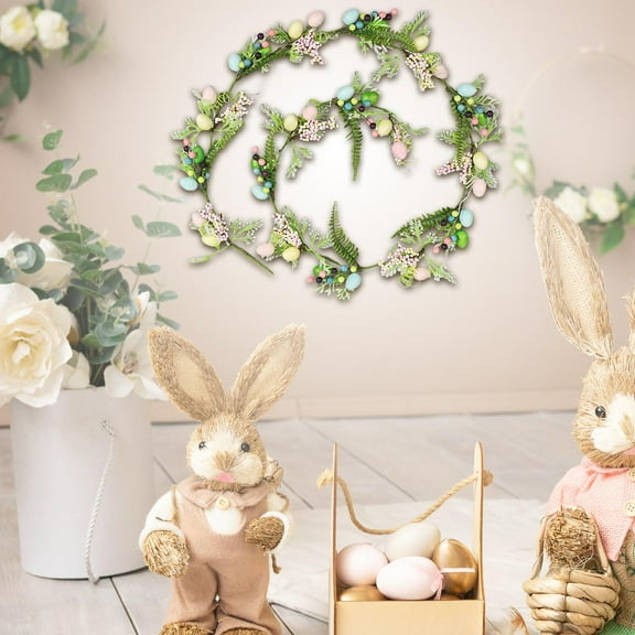 LOVIVER Easter Eggs Garland Hanging Decoration Floral and Egg Garland Decorative Ornament Easter Day Supplies for Indoor Outdoor Door