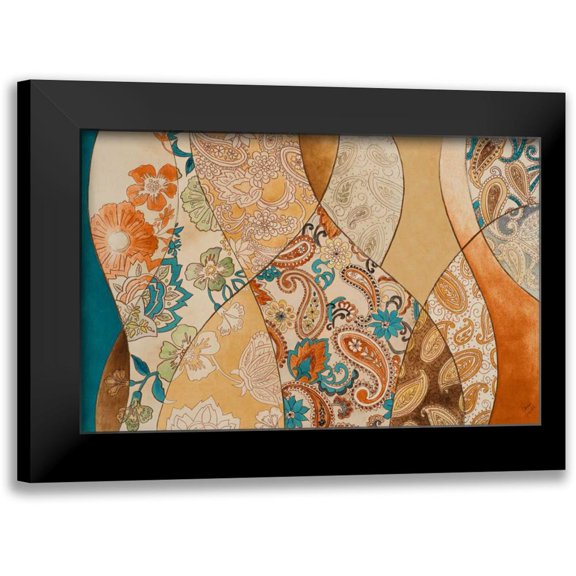 Loreth, Lanie 14x10 Black Modern Framed Museum Art Print Titled - Turquoise Paisley Coalescence