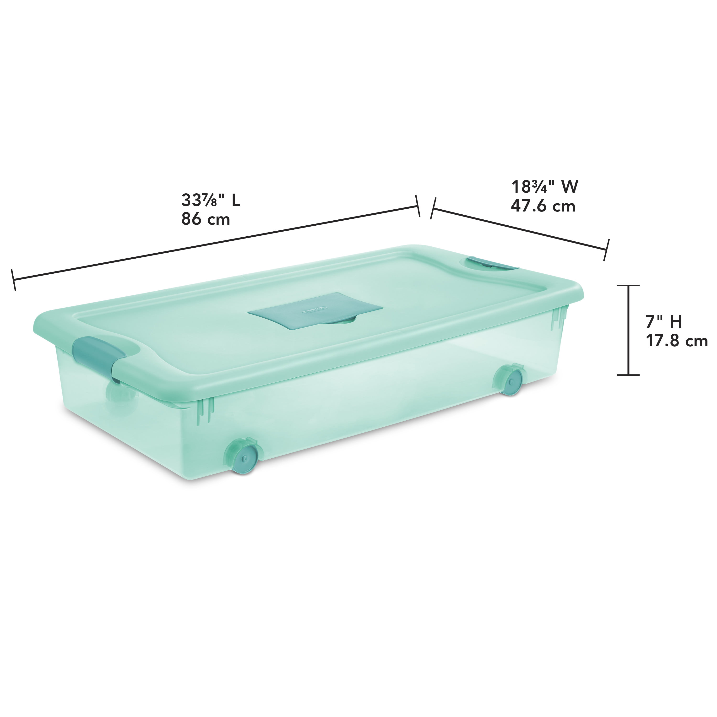 Sterilite Aqua Slate 56-Quart Underbed Latching Storage Box with Wheels