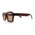 thumbnail image 6 of Classy Rectangle Horn Rim Minimal Fashion Retro Vintage Sunglasses All Brown, 6 of 8