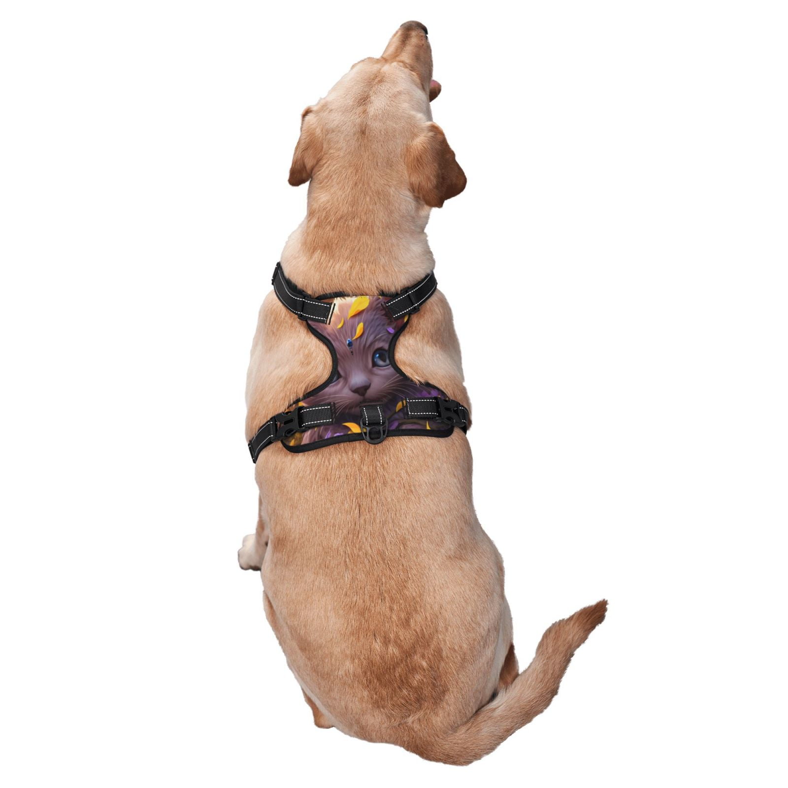 Naloa Sunshine Cute Cat Sunflower Pet Harness Vest with Traction Rope, Adjustable No-Choke Dog Vest for Outdoor, Walking - Medium
