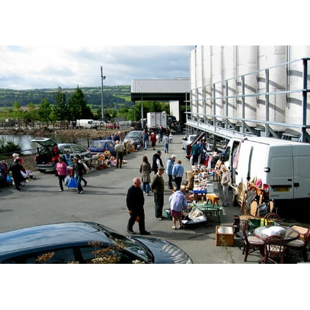 Canvas Print Car boot sale The tanks on the right belong to the Montgomeryshire Natural Spring Water Co Stretched Canvas 10 x