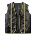 thumbnail image 5 of dPois Arabian Prince Street Dance Suits for Boys Silky Waistcoat with Harem Pants Black 6, 5 of 7