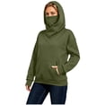 thumbnail image 3 of MaFYtyTPR Women's Cowl Neck Hoodie with Face Cover Casual Pullover Hooded Sweatshirt with Pocket Fall Winter Outdoor Warm Tops 01-Army Green L, 3 of 6