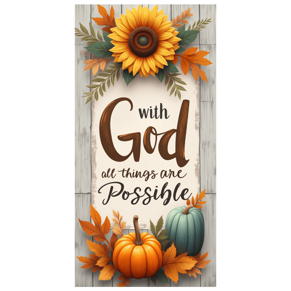 Inspirational Message Autumn Banner Decorative Sunflower Fall Leaves Pumpkin for Thanksgiving Home Decor Event