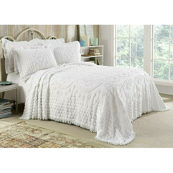 KINGSTON TUFTED FLORAL CHENILLE BEDSPREAD, ALL COTTON