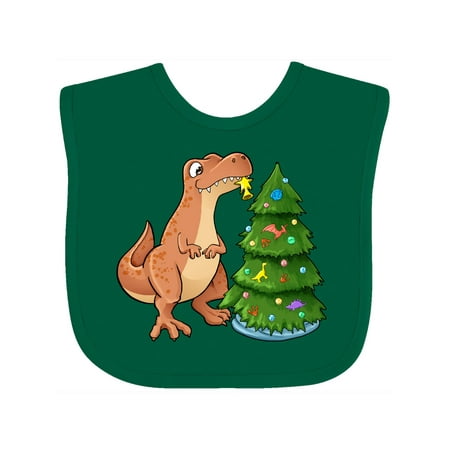 

Inktastic Tyrannosaurus Rex Decorating Christmas Tree Gift Baby Boy or Baby Girl Bib