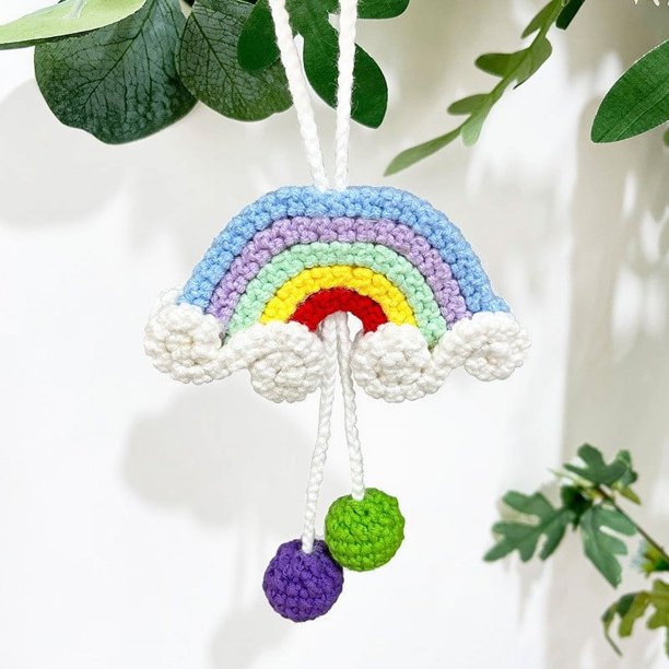 Xihbxyly Colgante de Hilo Tejido a Mano con Un Bonito Diseño de Planta En Maceta, Ideal para Aliviar El Estrés de Los Conductores, Decoración Versátil para El Coche y La Oficina, Un Regalo Especial p