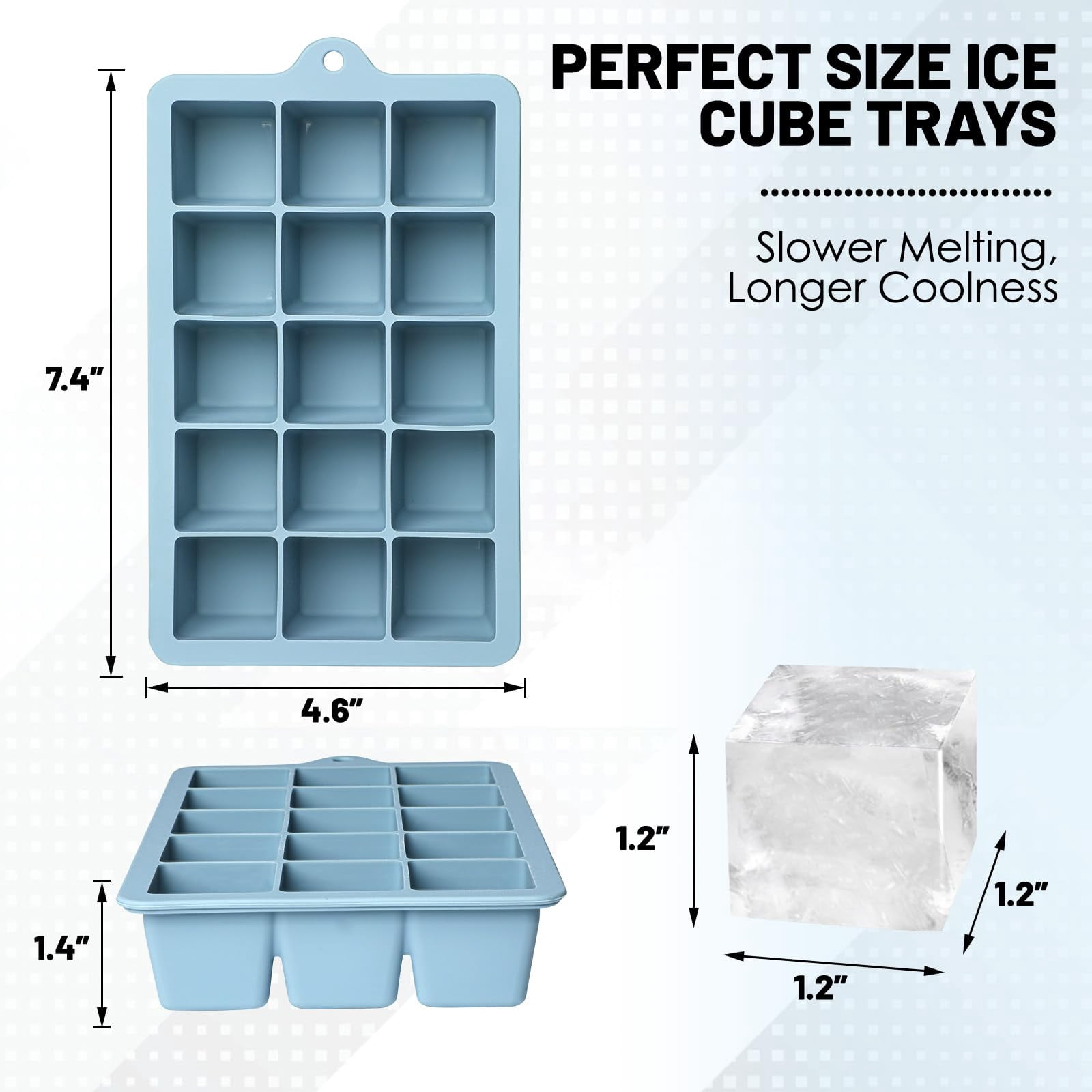 Silicone Ice Cube Trays 3packs  Easy Release Molds With Lid Freezer Stackable Maker For Food Bpa Free (3 Blue+green+yellow)