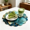 thumbnail image 5 of 5pcs Blue Gold Ginkgo Leaf Washable Heat-Resistant Placemats, Anti-Scald Premium Fabric, Elegant Leaf Emboss Craft, Decorative Table Mat for Formal Dinner Setting & Daily Household Dining Use, 5 of 7