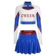 thumbnail image 3 of iiniim Womens Cheerleading Costume High School Cheer Leader Fancy Dress Outfit Uniform Tops Skirt Blue XL, 3 of 7