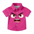 thumbnail image 3 of LEKWK Boys Short Sleeve Button Down Shirt Funny Cartoon Face Print Turn Down Collar Top Novelty Summer Beach Party Outfits, 3 of 8