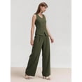 thumbnail image 3 of Firvespy Women's 2 Piece Blazer Outfits Summer Sleeveless V Neck Vest and Wide Leg Pants Set High Waist Tailored Business Casual Suit, 3 of 5