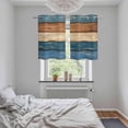 thumbnail image 4 of Farmhouse Navy Blue Brown Kitchen Curtains Window Panels, Vintage Wooden Striped Insulated Window Treatment Curtain, Grommet Curtains for Bedroom/Living Room/Bathroom, 2 Piece 27.5"Wx39"L, 4 of 8