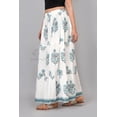 thumbnail image 6 of Women White & Blue Floral Tiered Cotton Maxi Skirt | Boho Flow | Elastic Waist | Summer Wear - XXL, 6 of 6