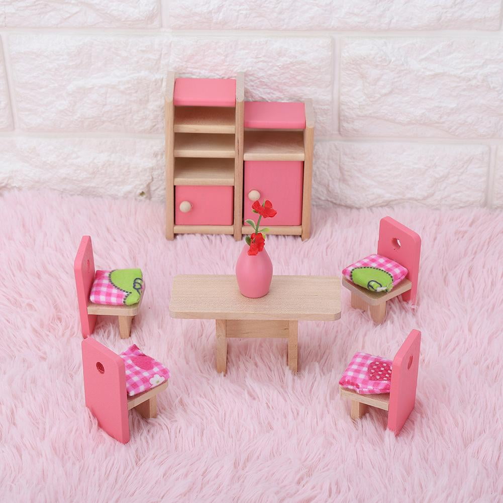 LYUMO Mini Lifelike Simulation Wooden Furniture Set for 112 Doll House