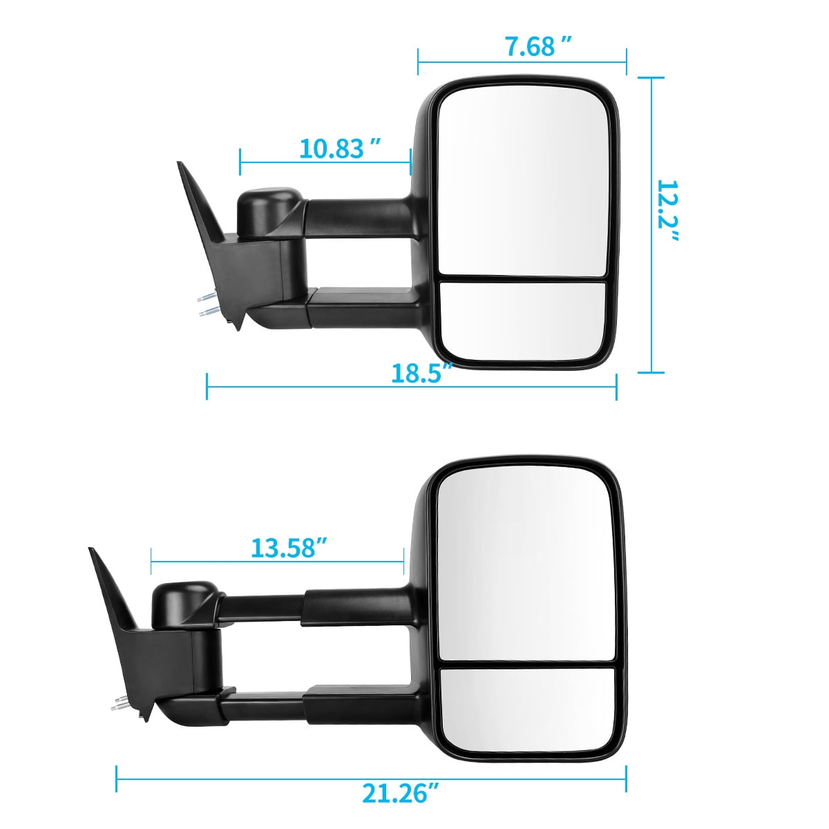 LEDKINGDOMUS Manual Telescoping Trailer Tow Mirrors for 1988-2000 Chevy GMC 1500/2500/3500