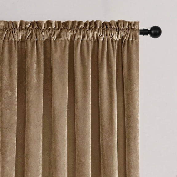 Crushed Velvet Curtains Rod Pocket Luxurious Thermal Insulated Soundproof Drapes Soft and Durable Light-Filtering Window Treatments for Living Room Bedroom, 2 Panels
