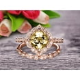 thumbnail image 1 of Milgrain 7mm Cushion Cut 2.55 Carat Champagne Diamond Moissanite Wedding Set Bridal Set Engagement Ring 10k Rose Gold Vintage Look Glaring Staggering Ring, 1 of 5