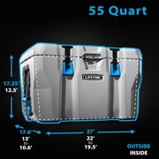 Lifetime 55qt Bear-Resistant Camping Cooler, Premium High Performance, Ice Retention, Hard Cooler, 60 Can Capacity, Light Gray