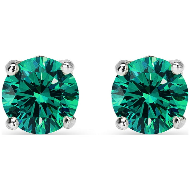 925 Silver Green Blue Crown Stud Earrings Made w/ Swarovski