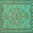 thumbnail image 1 of Ahgly Company Machine Washable Indoor Square Persian Turquoise Blue Traditional Area Rugs, 7' Square, 1 of 4