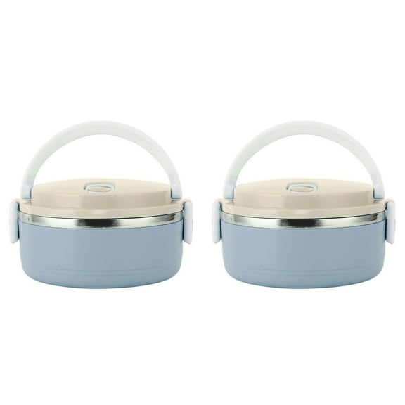 HJQEQVD 2 Pcs Thermos For Hot Food, Lunch Box, Thermal Lunch Box Stackable Hot Food Insulated Box 304 Stainless Steel Round Lunch Box Sealed Food Containers(Single Layer-Blue)