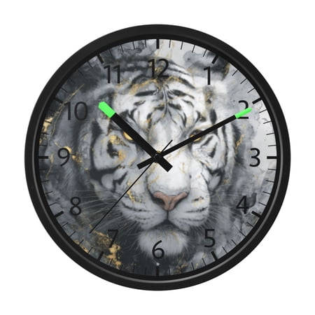 DIXRUYEE Voice Activated LED Night 12in Clock with Storm Tiger Pattern