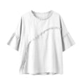 thumbnail image 7 of Kezqiaxn Cute Tops for Women Ruffle Short Sleeve Crew Neck Loose Casual Shirts Business Dressy Work Blouses Women's Clothing, 7 of 7
