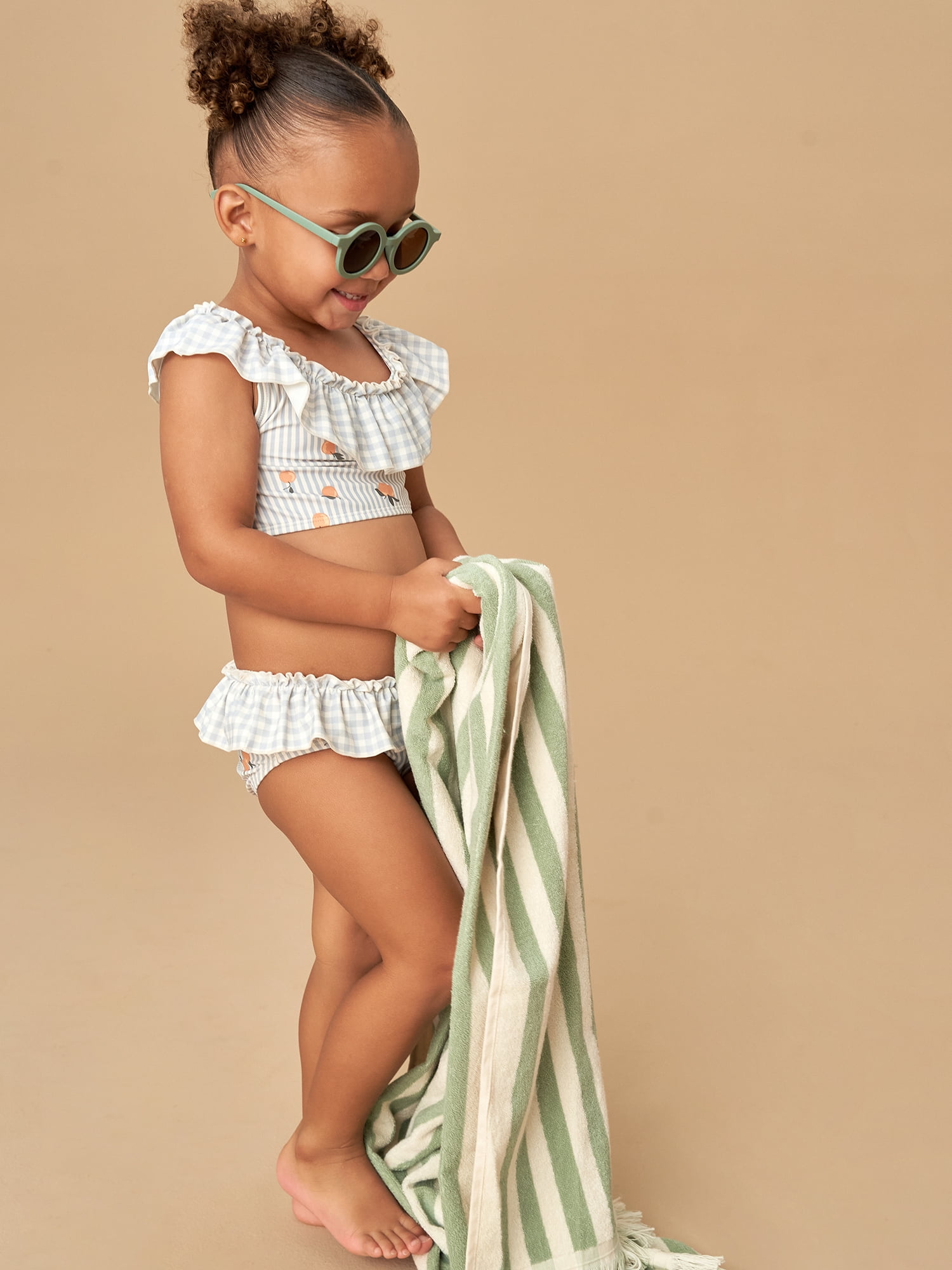 Modern Moments by Gerber Toddler Girl Swimsuit with Neck Ruffle, 2-Piece, Sizes 12M - 5T