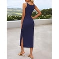 thumbnail image 4 of Vestido ajustado ZESICA de punto floral de verano para mujer, color azul marino, talla L, 4 of 6