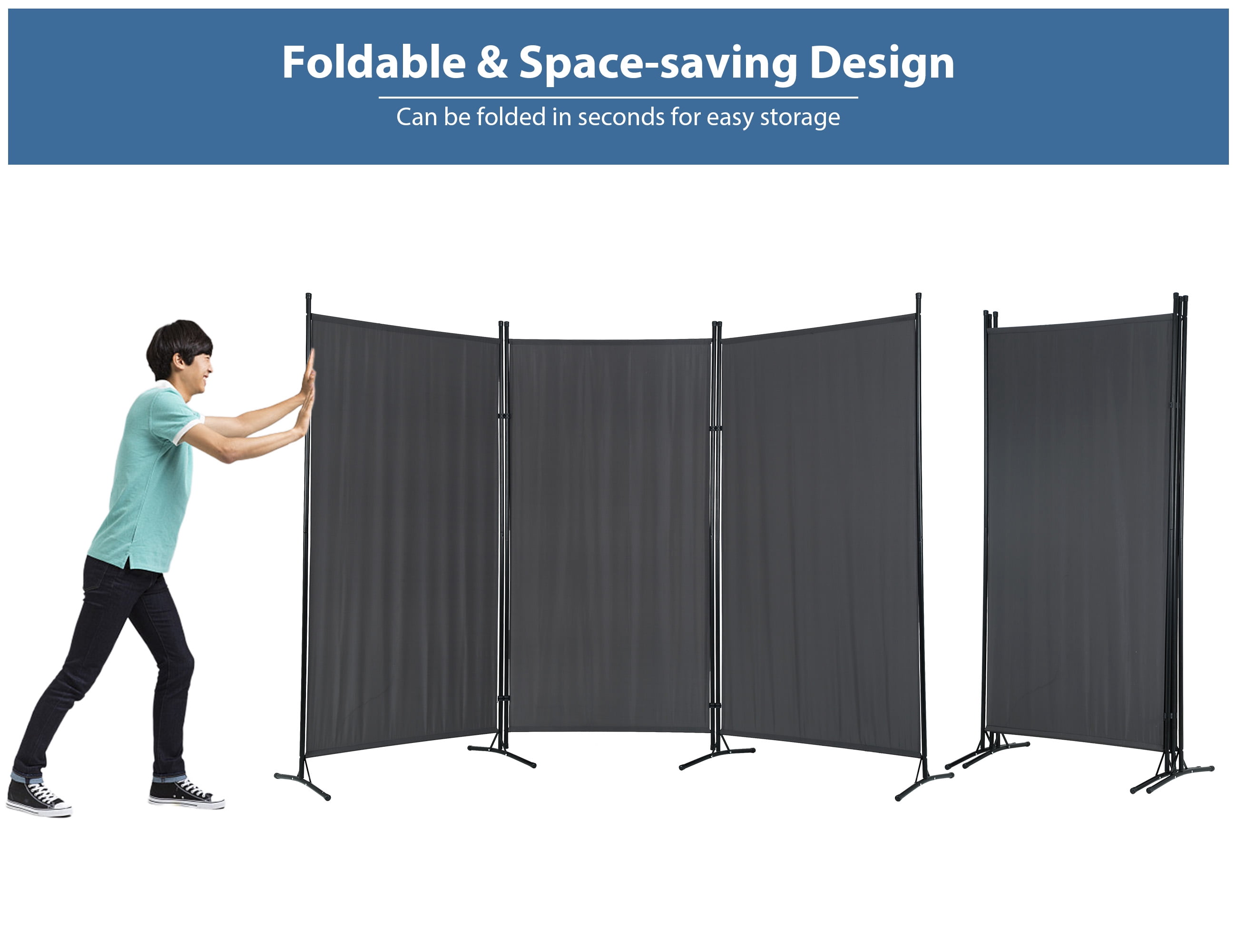 YRLLENSDAN Room Dividers Screen with 3 Panels, Temporary Wall Partitions and Dividers Freestanding Folding Privacy Screen for Room Bedroom Metal Frame Portable Wall Divider Room Separation