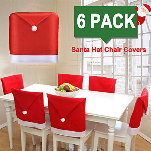 1/4Pcs Santa Claus Red Hat Chair Back Cover Christmas Dinner Table Party Decor 