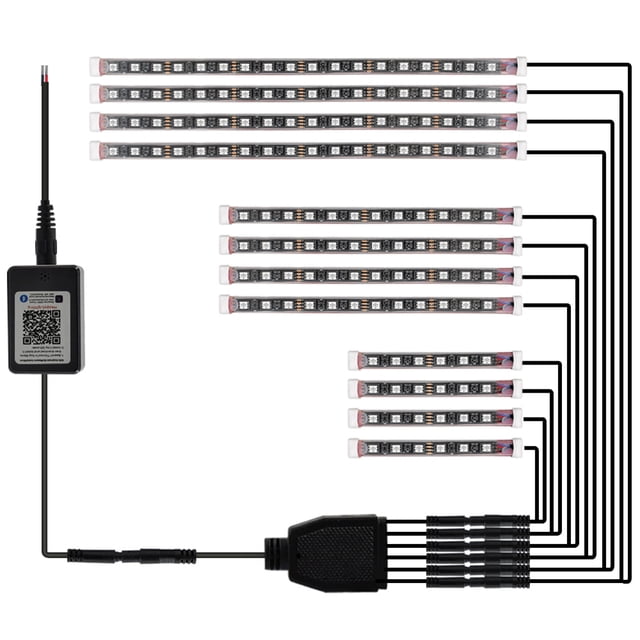 Barra Luces Neón para Motocicleta Lámpara Control Aplicación RGB Ritmo Motocicleta (1 para 12)
