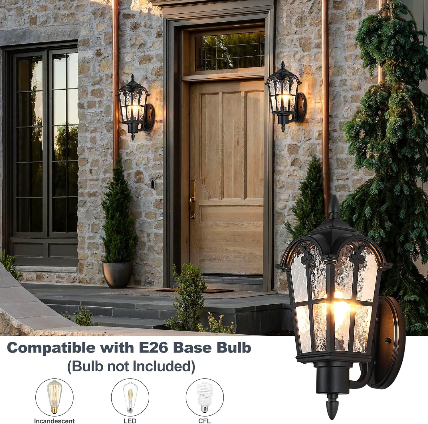 Nordic Hygge Outdoor Wall Lights Fixture, 2-Pack